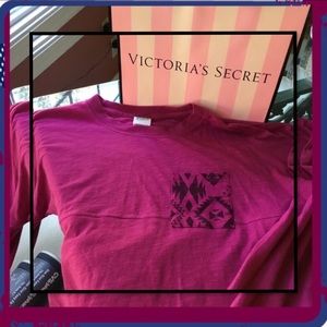 PINK VICTORIAS SECRET PLUM AZTEC LONG SLEEVE T SHIRT XS